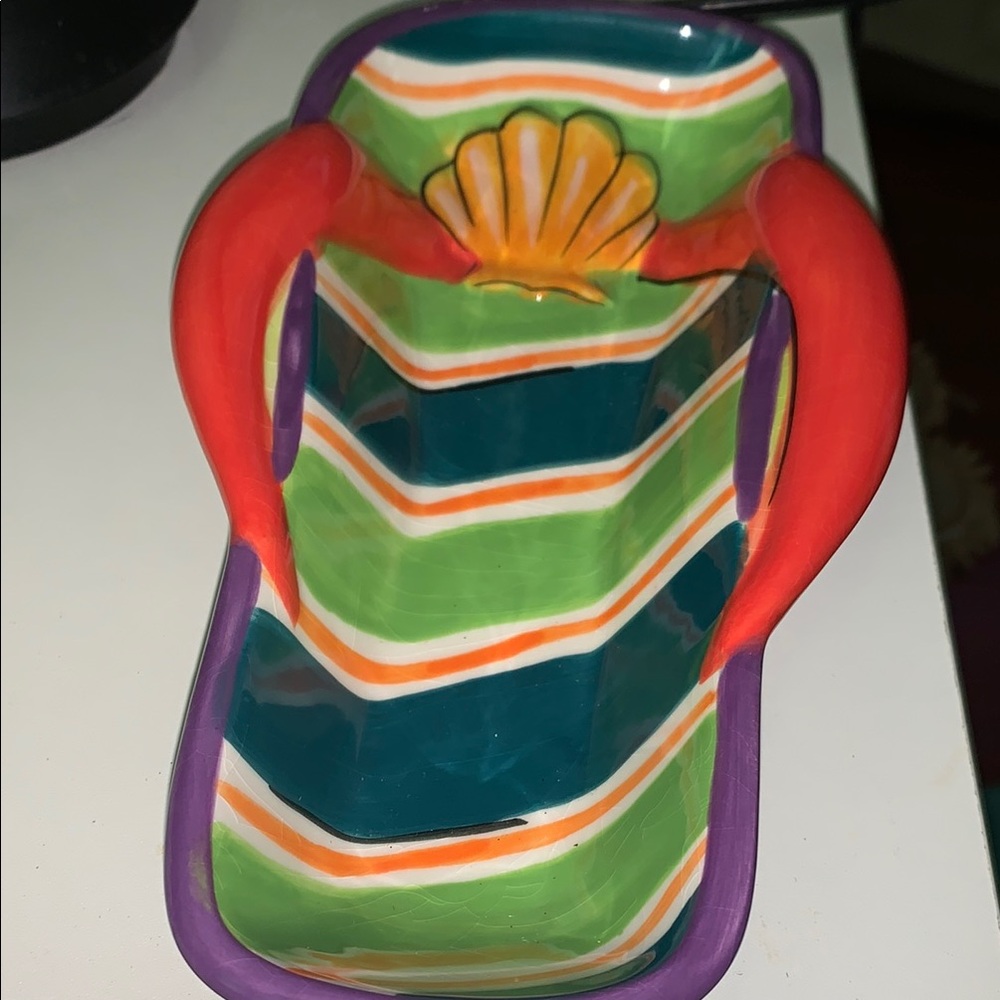 Clay art flip flop serving dish decor